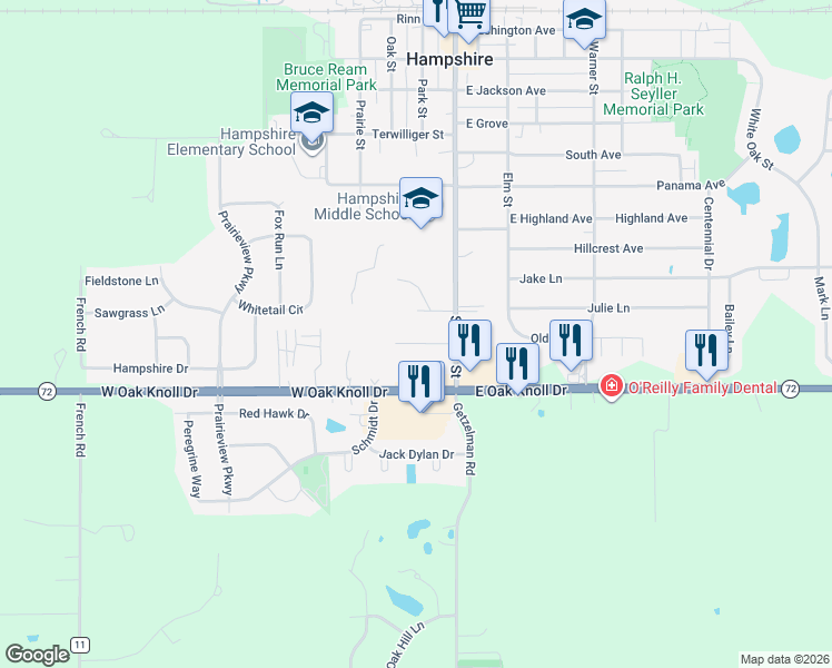 map of restaurants, bars, coffee shops, grocery stores, and more near 140 Duchess Lane in Hampshire