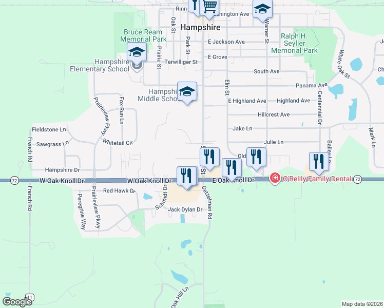 map of restaurants, bars, coffee shops, grocery stores, and more near 140 Duchess Lane in Hampshire