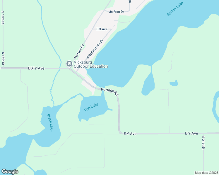 map of restaurants, bars, coffee shops, grocery stores, and more near 15665 Portage Road in Vicksburg
