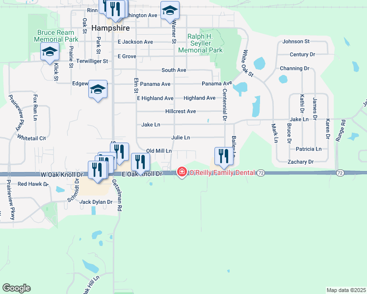 map of restaurants, bars, coffee shops, grocery stores, and more near 306 Old Mill Lane in Hampshire