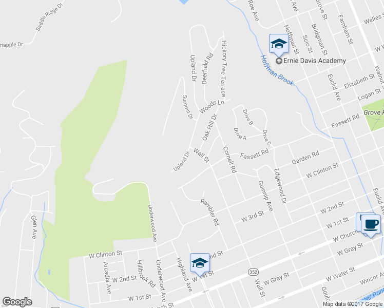 map of restaurants, bars, coffee shops, grocery stores, and more near 959 Upland Drive in Elmira