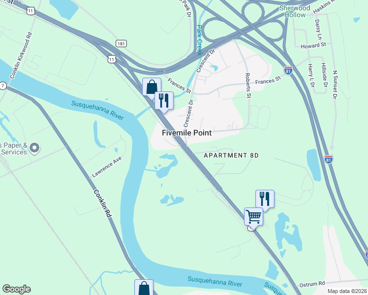 map of restaurants, bars, coffee shops, grocery stores, and more near 892 Water Street in Kirkwood