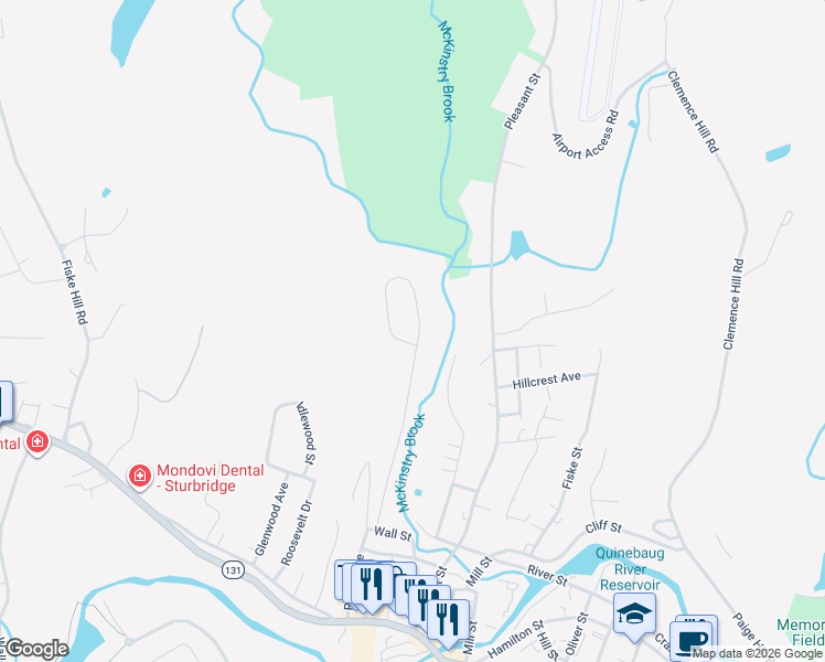 map of restaurants, bars, coffee shops, grocery stores, and more near 169 Cournoyer Boulevard in Southbridge