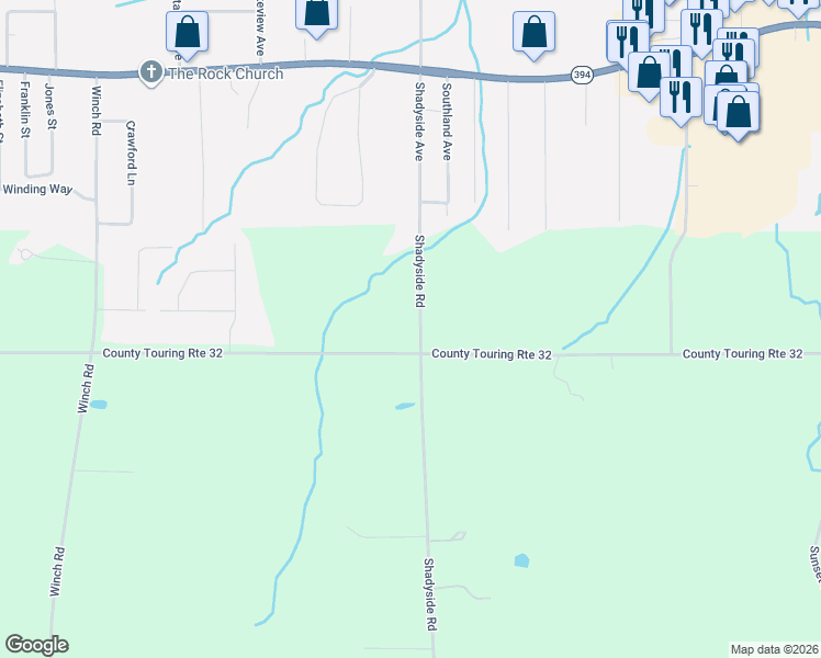 map of restaurants, bars, coffee shops, grocery stores, and more near 2093 Shadyside Road in Lakewood