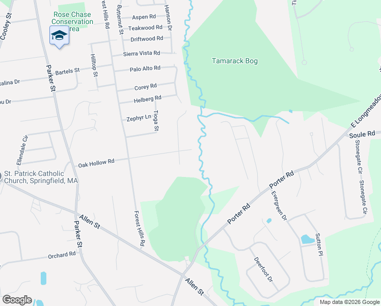 map of restaurants, bars, coffee shops, grocery stores, and more near 254 Oak Hollow Road in Springfield