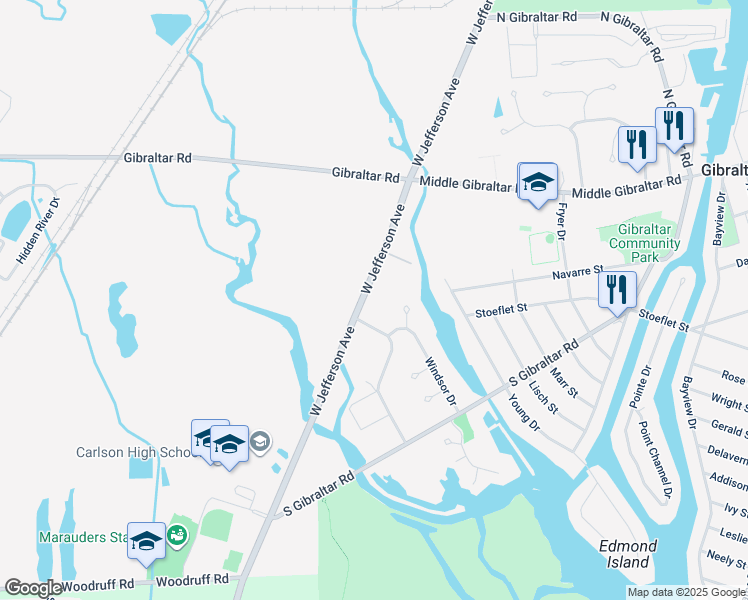 map of restaurants, bars, coffee shops, grocery stores, and more near 29505 West Jefferson Avenue in Rockwood