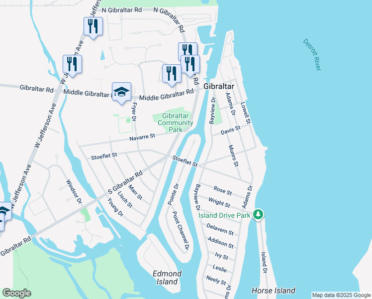 map of restaurants, bars, coffee shops, grocery stores, and more near 29863 South Gibraltar Road in Rockwood