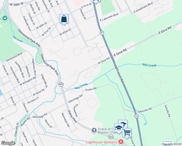 map of restaurants, bars, coffee shops, grocery stores, and more near 124 Oakridge Court in Erie
