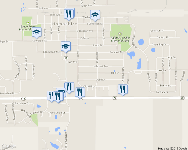 map of restaurants, bars, coffee shops, grocery stores, and more near 217 Jake Lane in Hampshire