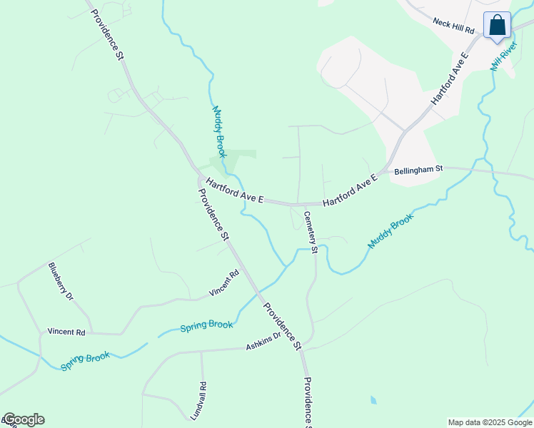 map of restaurants, bars, coffee shops, grocery stores, and more near 9 Hartford Avenue East in Mendon