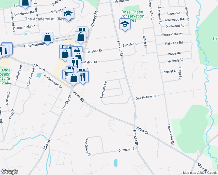 map of restaurants, bars, coffee shops, grocery stores, and more near 10 Lindsay Road in Springfield