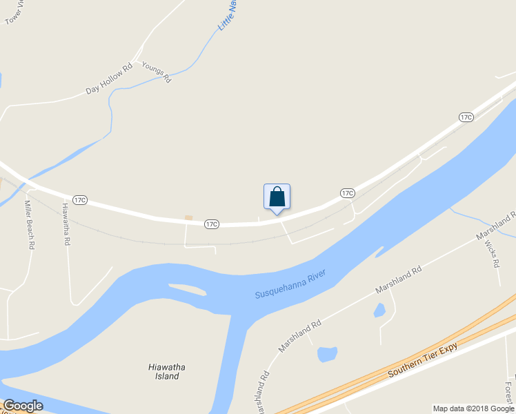 map of restaurants, bars, coffee shops, grocery stores, and more near 2791 Highway 17C in Owego