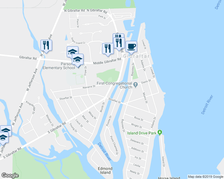 map of restaurants, bars, coffee shops, grocery stores, and more near 29863 S Gibraltar Rd in Rockwood
