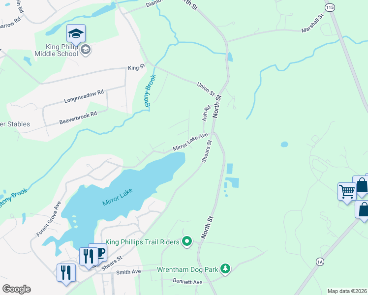 map of restaurants, bars, coffee shops, grocery stores, and more near 21 Mirror Lake Avenue in Norfolk