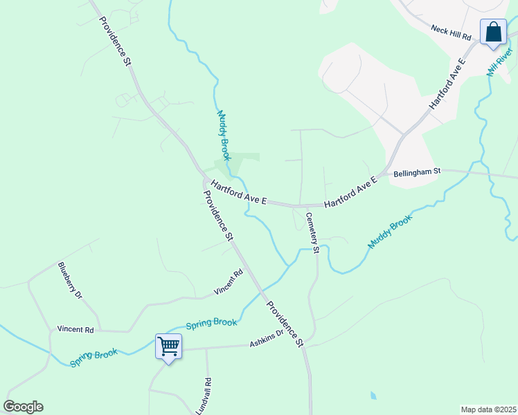 map of restaurants, bars, coffee shops, grocery stores, and more near 9 Hartford Avenue East in Mendon