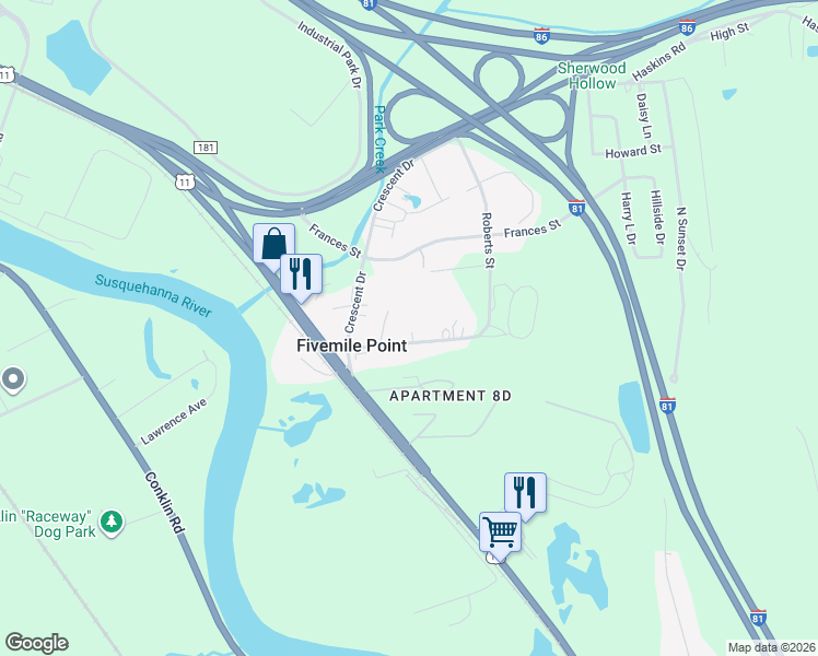 map of restaurants, bars, coffee shops, grocery stores, and more near 25 William Street in Kirkwood