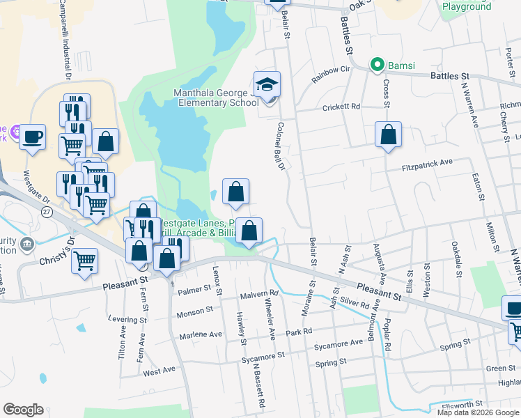 map of restaurants, bars, coffee shops, grocery stores, and more near 39 Montauk Road in Brockton