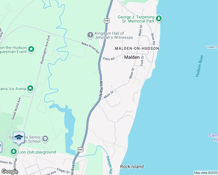 map of restaurants, bars, coffee shops, grocery stores, and more near 1031 Main Street in Kingston
