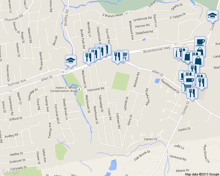 map of restaurants, bars, coffee shops, grocery stores, and more near 409 Holcomb Road in Springfield