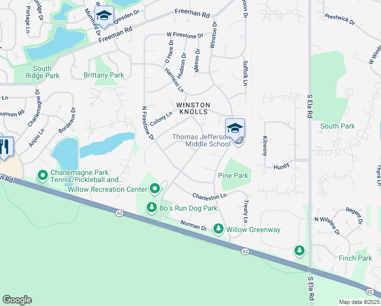 map of restaurants, bars, coffee shops, grocery stores, and more near 3735 Lexington Drive in Hoffman Estates