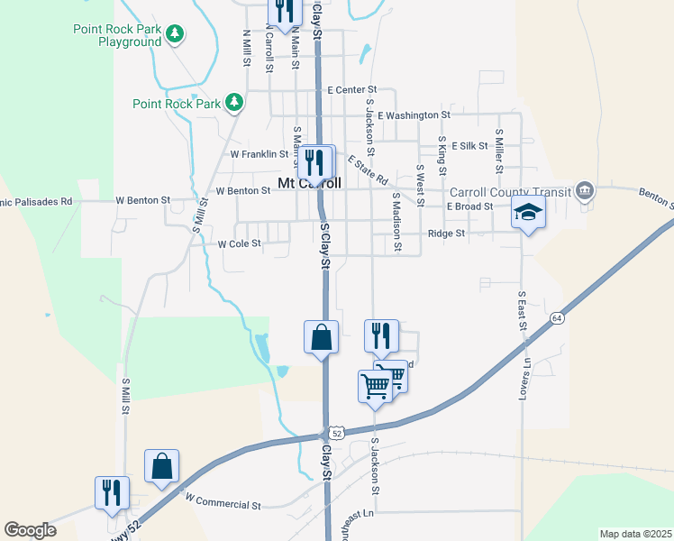 map of restaurants, bars, coffee shops, grocery stores, and more near 698 South College Street in Mount Carroll