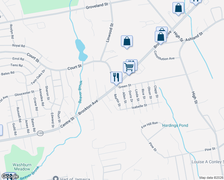 map of restaurants, bars, coffee shops, grocery stores, and more near 846 Brockton Avenue in Abington