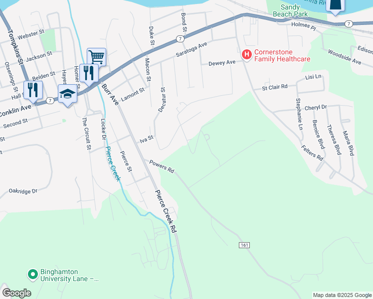 map of restaurants, bars, coffee shops, grocery stores, and more near 7 Junior Boulevard in Binghamton
