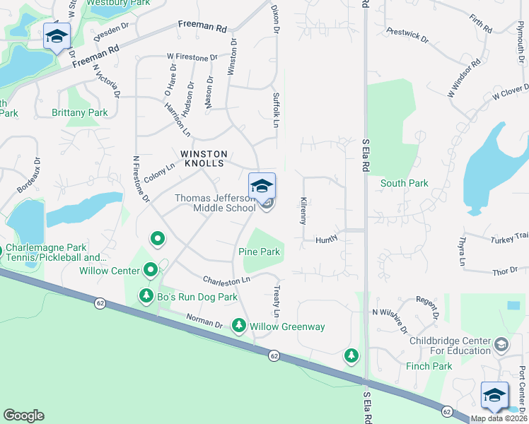map of restaurants, bars, coffee shops, grocery stores, and more near 3825 Winston Drive in Hoffman Estates