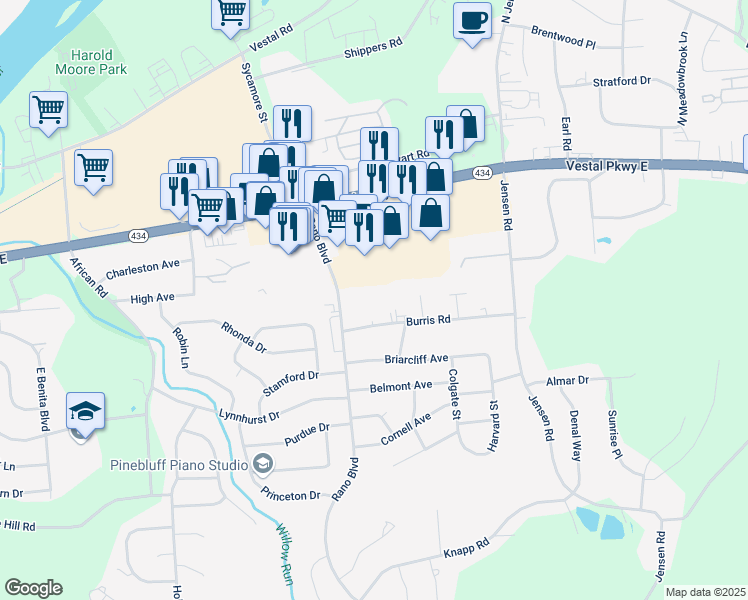 map of restaurants, bars, coffee shops, grocery stores, and more near 207 Rano Blvd in Broome