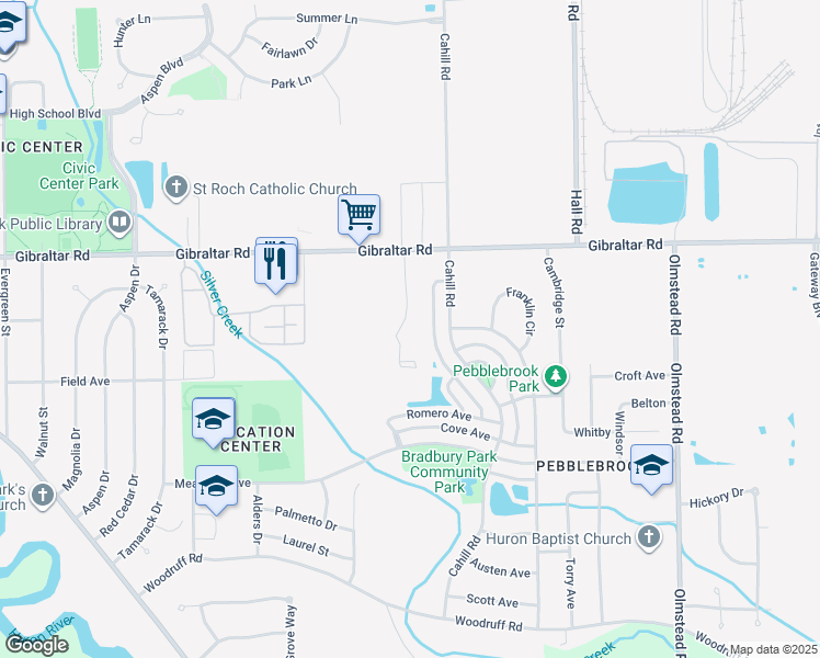 map of restaurants, bars, coffee shops, grocery stores, and more near 28475 Walnut Creek Drive in Flat Rock