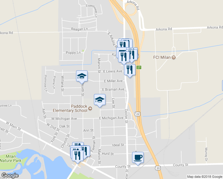map of restaurants, bars, coffee shops, grocery stores, and more near 899 Lee Street in Milan