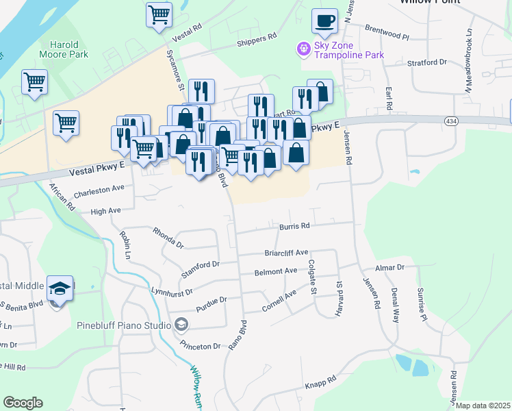 map of restaurants, bars, coffee shops, grocery stores, and more near 207 Rano Blvd in Broome