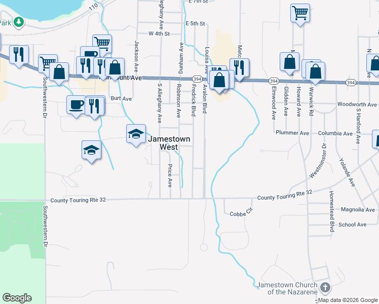 map of restaurants, bars, coffee shops, grocery stores, and more near 127 Frederick Boulevard in Ellicott
