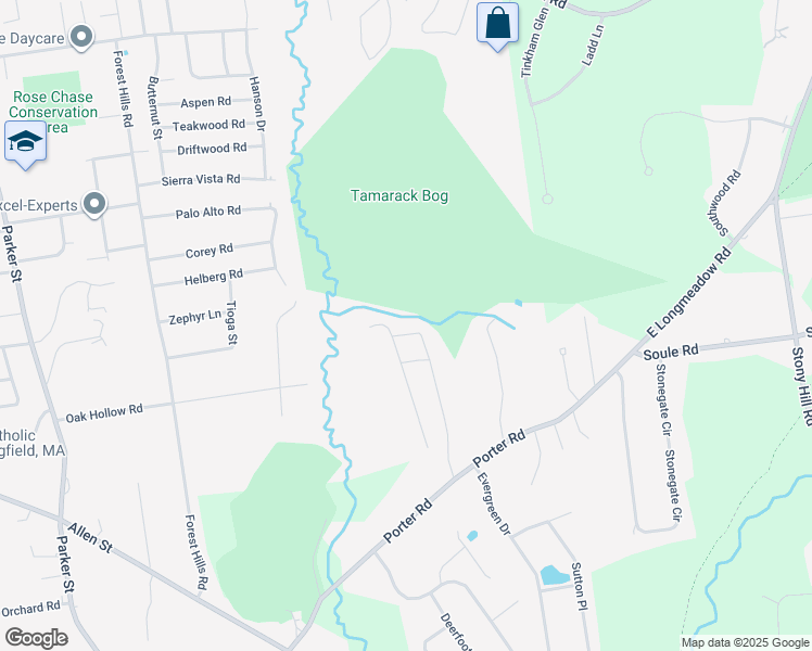 map of restaurants, bars, coffee shops, grocery stores, and more near 169 Slumber Lane in Springfield