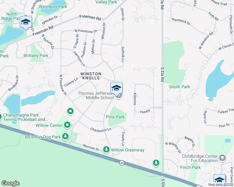map of restaurants, bars, coffee shops, grocery stores, and more near 3825 Winston Drive in Hoffman Estates