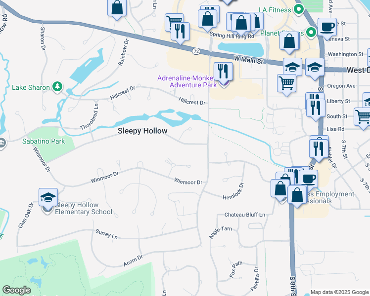 map of restaurants, bars, coffee shops, grocery stores, and more near 909 Willow Lane in Sleepy Hollow