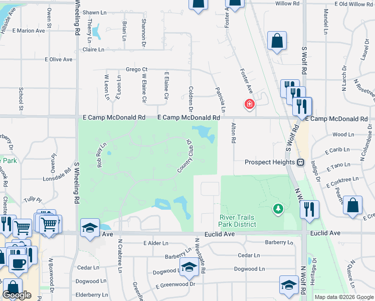 map of restaurants, bars, coffee shops, grocery stores, and more near 792 Margate Lane in Prospect Heights