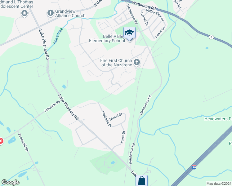 map of restaurants, bars, coffee shops, grocery stores, and more near 5541 Copper Drive in Erie