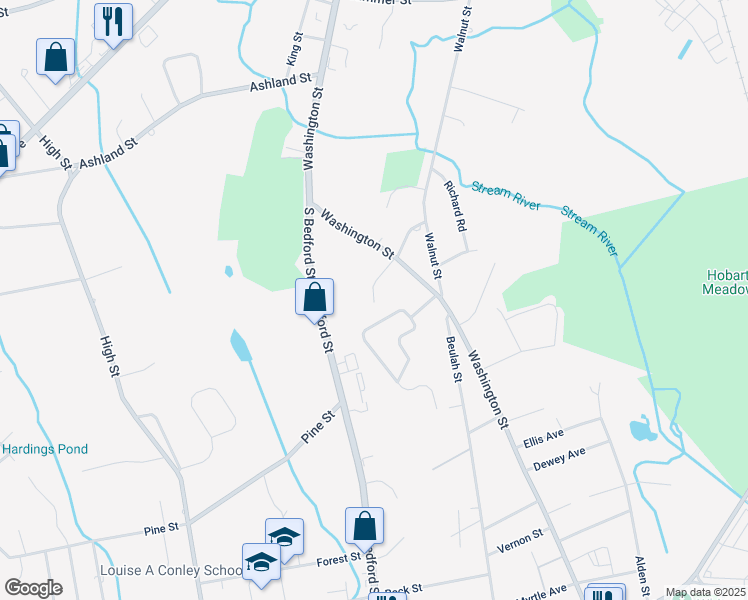 map of restaurants, bars, coffee shops, grocery stores, and more near 5 Danecca Drive in Whitman