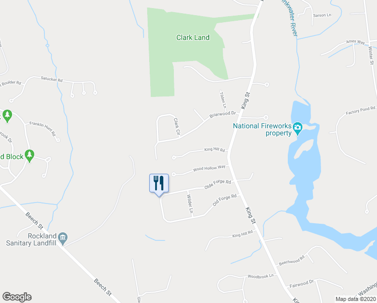 map of restaurants, bars, coffee shops, grocery stores, and more near 79 King Hill Road in Hanover