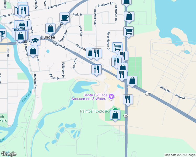 map of restaurants, bars, coffee shops, grocery stores, and more near 703 Timothy Court in East Dundee