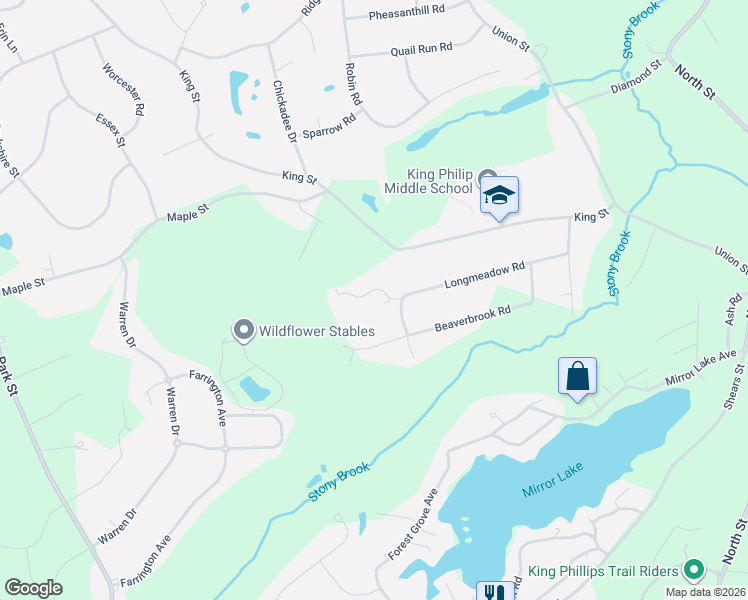 map of restaurants, bars, coffee shops, grocery stores, and more near 28 Longmeadow Road in Norfolk