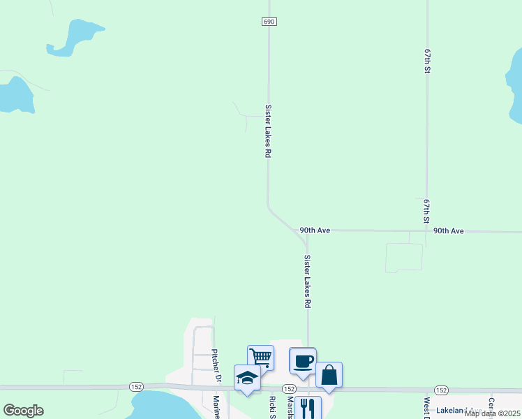 map of restaurants, bars, coffee shops, grocery stores, and more near 89640 County Road 690 in Benton Harbor