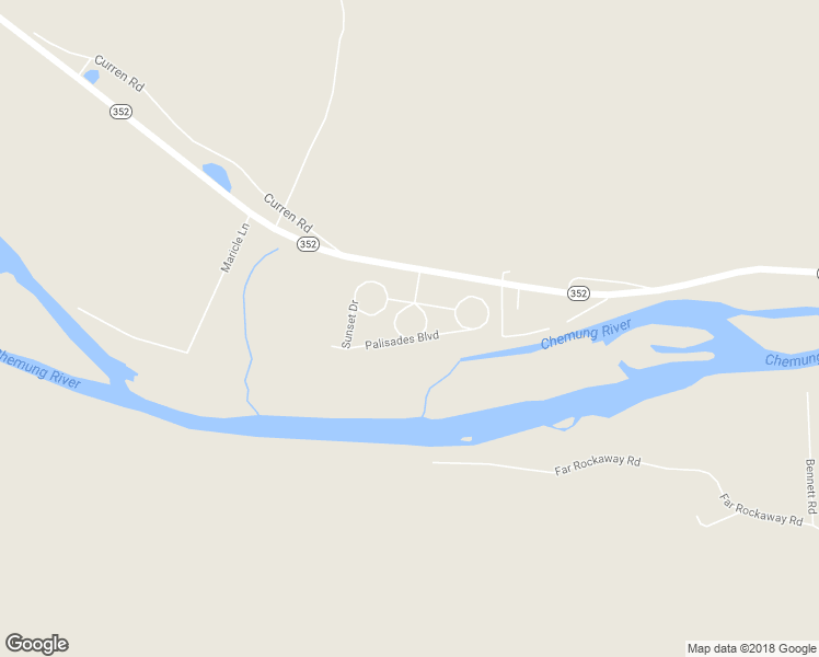 map of restaurants, bars, coffee shops, grocery stores, and more near 33 Palisades Boulevard in Elmira