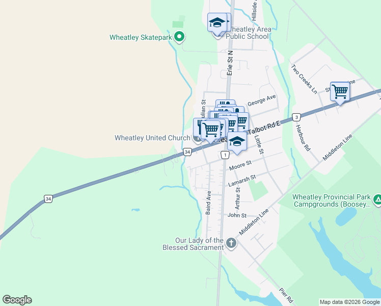 map of restaurants, bars, coffee shops, grocery stores, and more near 71 Talbot Road West in Blenheim