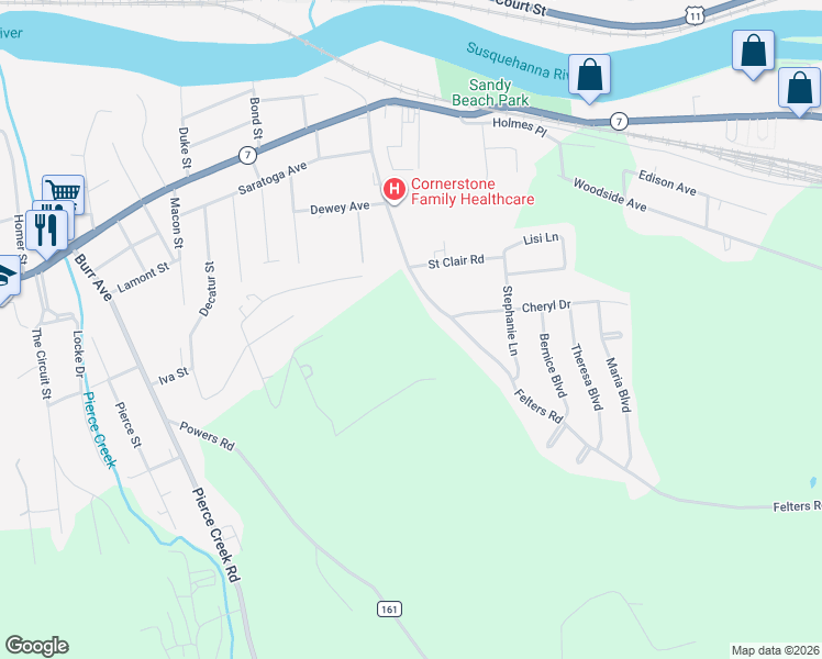 map of restaurants, bars, coffee shops, grocery stores, and more near 60 Felters Rd in Binghamton