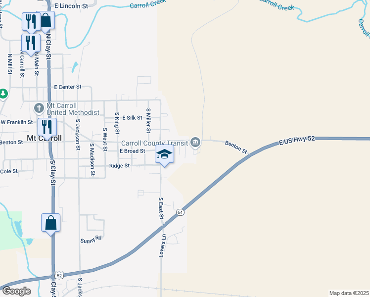 map of restaurants, bars, coffee shops, grocery stores, and more near 500 South Thorton Street in Mount Carroll