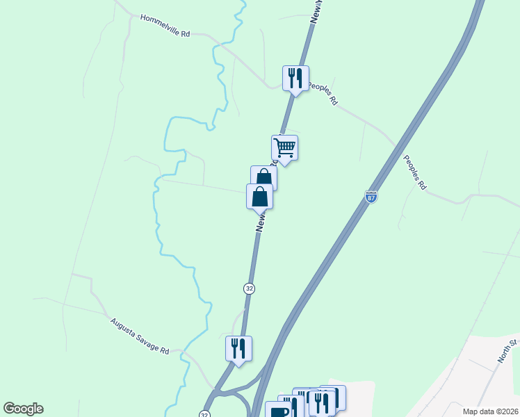 map of restaurants, bars, coffee shops, grocery stores, and more near 2855-2871 State Highway 32 in Saugerties