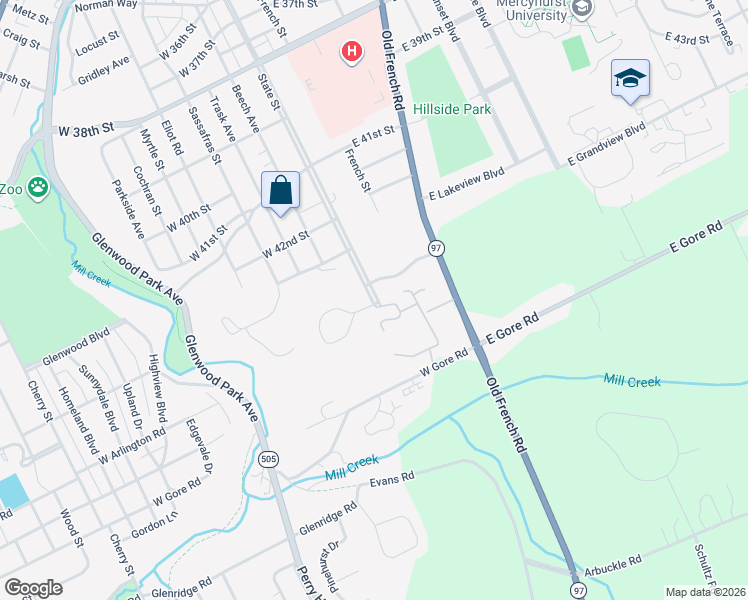 map of restaurants, bars, coffee shops, grocery stores, and more near 4652 State St in Erie