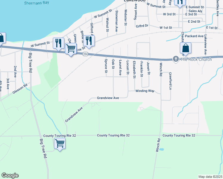 map of restaurants, bars, coffee shops, grocery stores, and more near 310 Oak Street in Lakewood